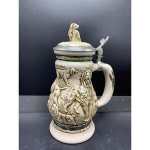 Avon 1991 Great Dogs of the Outdoors Beer Stein Hand Crafted in Brazil Tankard